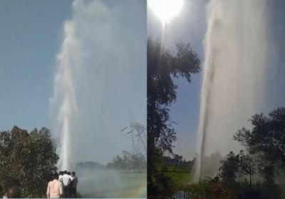 जमीन से निकली 100 फीट ऊंची पानी की धार, अनोखा नजारा देखने उमड़ी लोगों की भीड़, आप बी देखें हैरान कर देने वाला वीडियो 