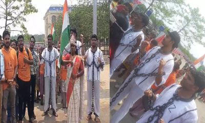 बर्खास्त शिक्षकों का आंदोलन जारी : अनोखे अंदाज में किया प्रदर्शन, इस वेशभूषा में निकाली रैली&hellip;..